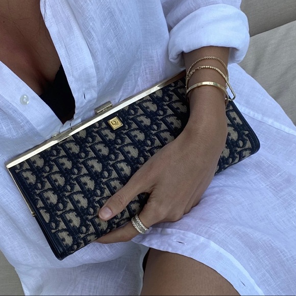 Dior Handbags - VINTAGE DIOR TROTTER PATTERN CLUTCH